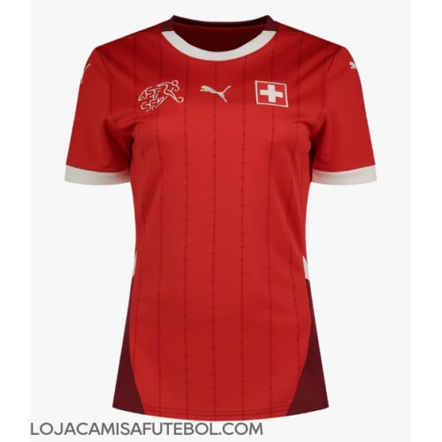 Camisa de Futebol Suíça Equipamento Principal Mulheres Europeu 2024 Manga Curta